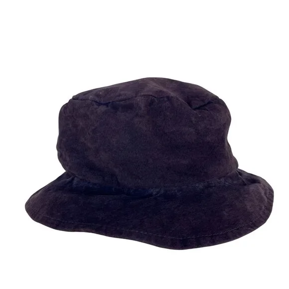 Vintage Genuine Leather Suede Bucket Hat Brown Unisex Lined Y2K - Picture 5 of 9